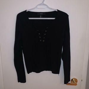 [L]👚F21 lace up sweater